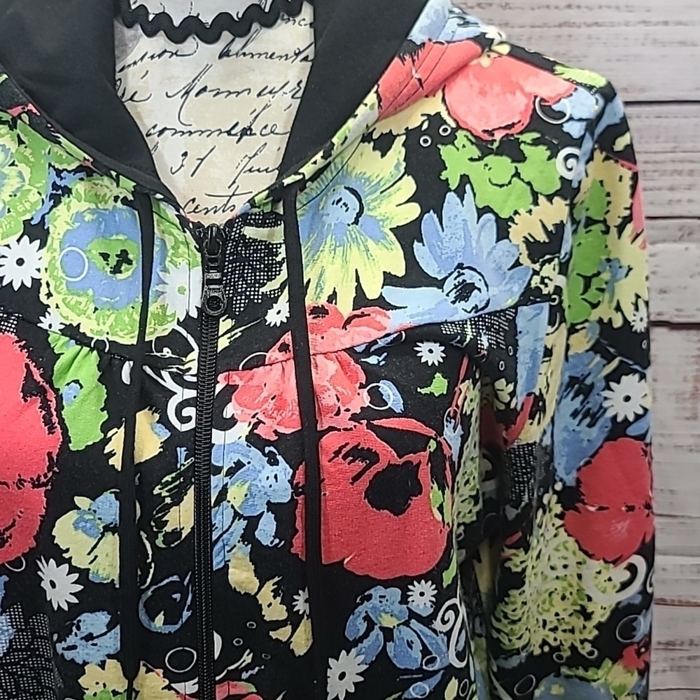 Christopher & Banks floral zip front hoodie